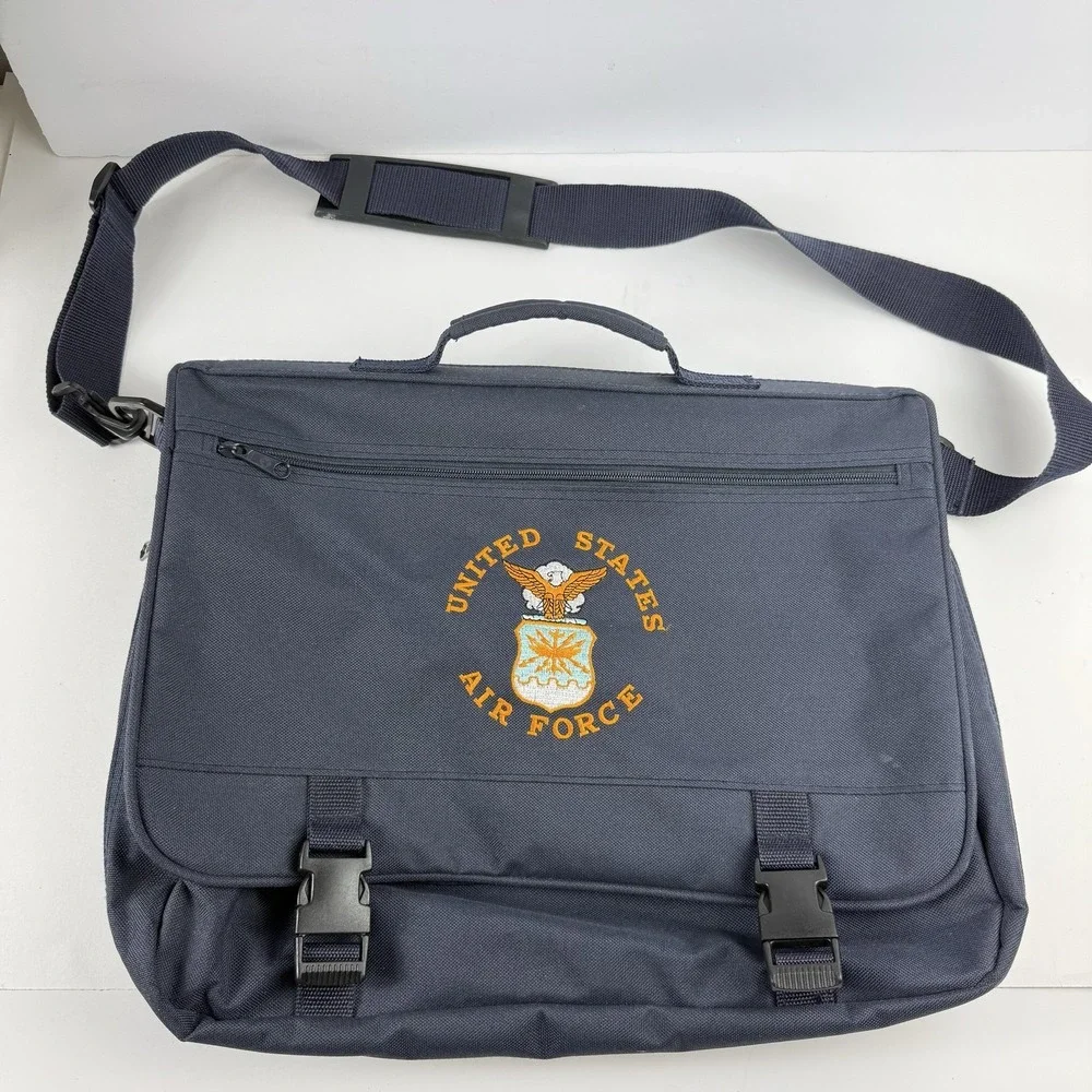 United States Air Force Embroidered Messenger Bag Laptop Briefcase Black Travel